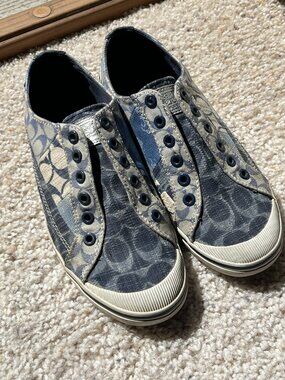 Coach x Poppy Keeley Denim Patchwork Sneakers Size 7